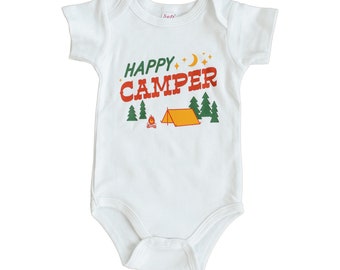 Happy Camper Baby Bodysuit, Camping Baby, Outdoor Adventure Baby Bodysuit, National Parks