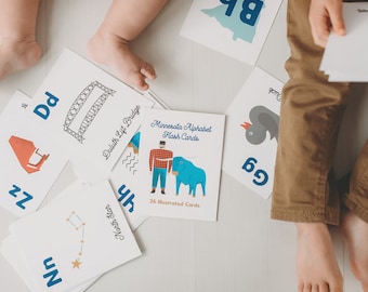 Minnesota Flashcards, Preschool Cards, Alphabet Flash Cards, Minnesota Gift, Toddler and Preschool Early Learning, ABC Cards