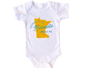 Someone in Minnesota Loves Me Baby Bodysuit, MN Baby Bodysuit, Baby Romper, Minnesota gift