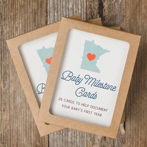 Cartes anniversaire bébé Minnesota, cartes photo bébé, cadeau naissance, cadeau baby shower, cadeau bébé non sexuel, cartes première année, Minnesota