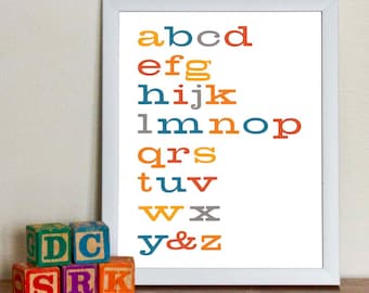 Alphabet Typography Print, Baby Nursery Art Poster, Digital Print, Nursery Art, Kids Room by Sweetpea and Co.