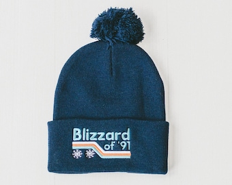 Blizzard of 91 Winter Beanie Hat, Winter Hat, Minnesota Hat, Knit hat, Pom pom hat