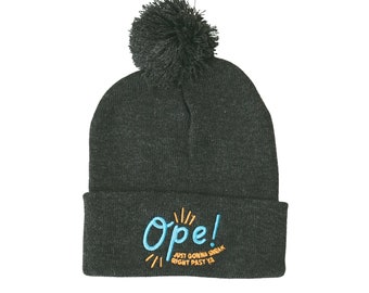 Ope! Winter Beanie Hat, Winter Hat, Minnesota Hat, Knit hat, Pom pom hat