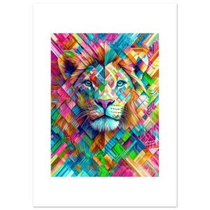 Modern Geometric Lion Art Print - Stunning Mandala Design Poster - Gift for Animal Lovers