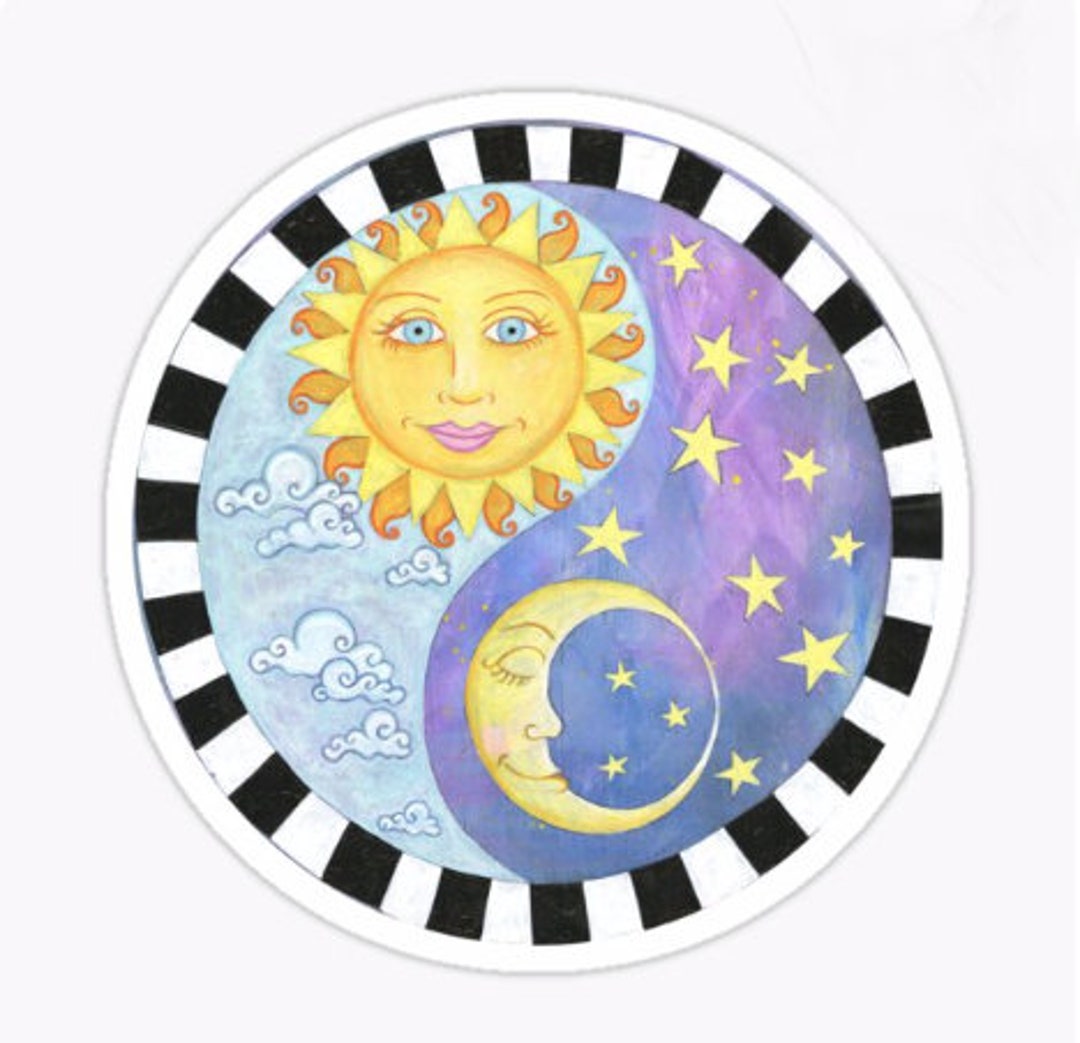 Sun & Moon Yin Yang Sticker - Etsy