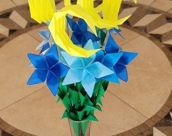 Origami flowers - moon & star flowers