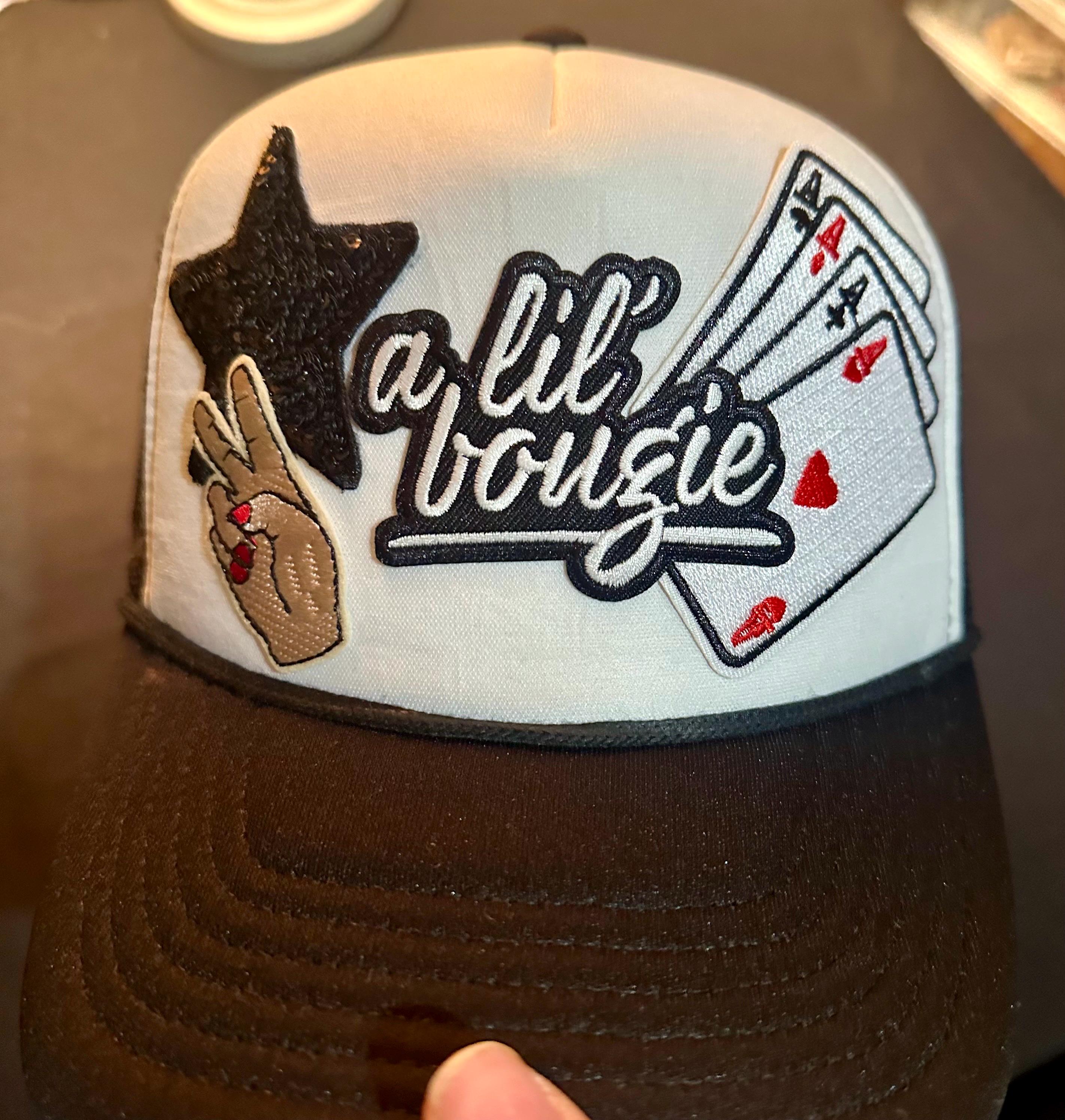 Custom A lil Bougie OES Cap - White A lil bougie Trucker Hat – bazziesboutique main image 4