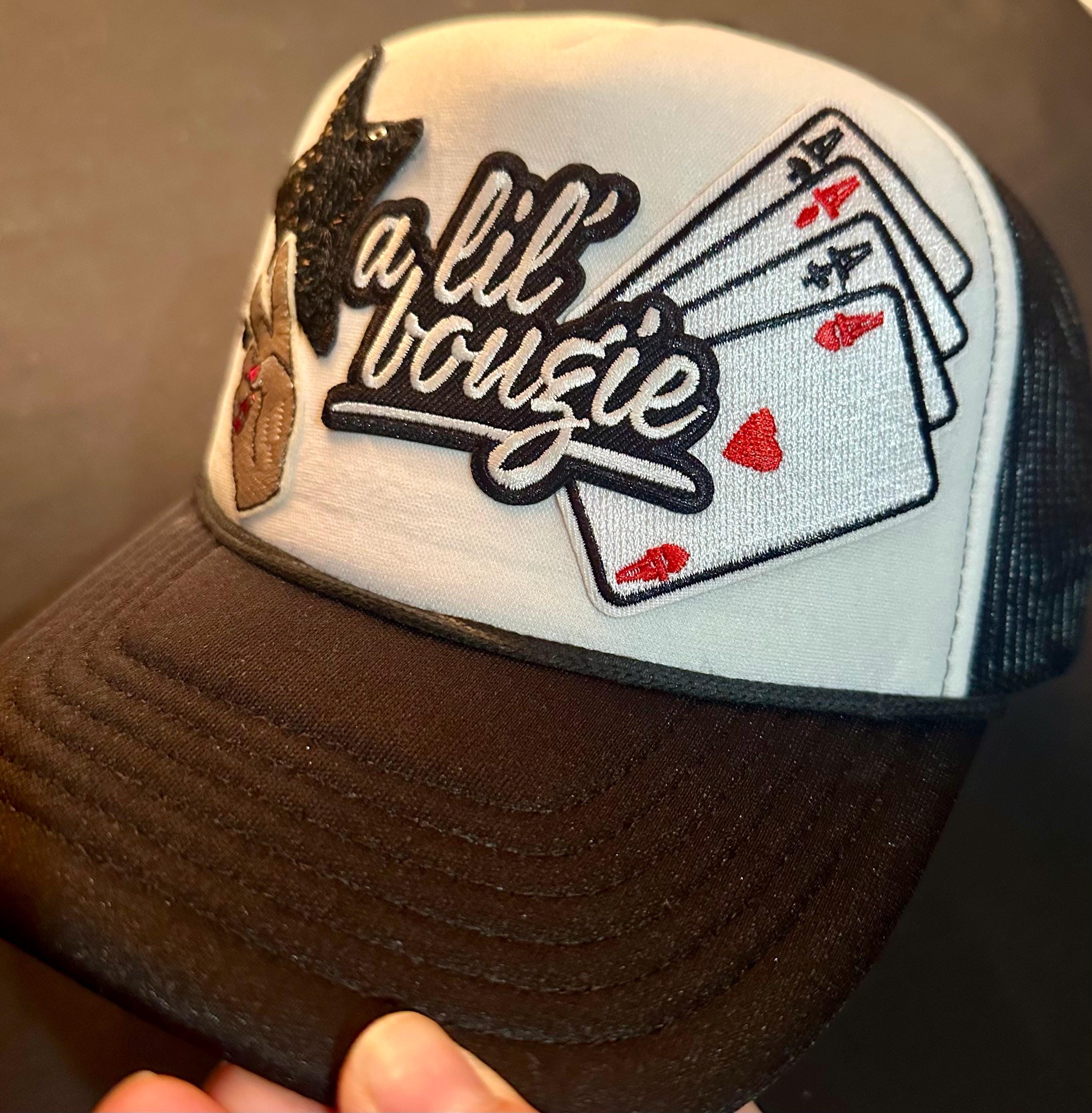 A Lil Bougie Embellished Black and Gold Trucker Hat Lil Boujee Horse Hat - Barrel Racer, Horse Running  main image 2