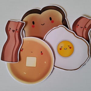 Breakfast Stickers, Laptop Stickers, Pancake/Hotcake, Toast, Egg, Sunny Side-Up, Bacon, Cute Stickers, Vinyl Sticker Paper, Stickers