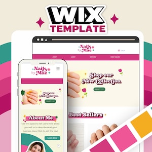 Girlie Feminine Girls Girly Colorful DIY Pink Wix Template Website Template for Shop and Blog Pretty Website Template Instant Download