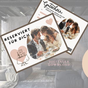 Voucher for eating out, dinner voucher to print, time for two, DIY printable, personalized, for couples, going out last minute idea