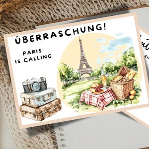 Cupón de viaje a París | Cupón de viaje digital para imprimir | Regala un viaje sorpresa y una escapada a la Torre Eiffel | Descarga instantánea