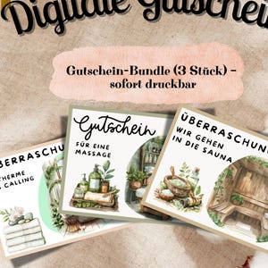 Wellness Voucher Bundle – Set of 3 to Print | Thermal Bath, Sauna & Massage | Spa Visit at a Wellness Hotel | Gifting Self-Care
