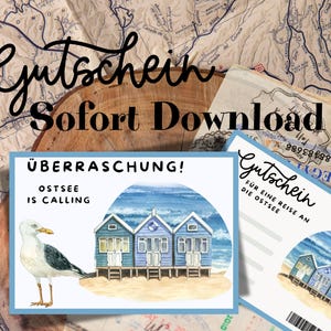 Voucher for a trip to the Baltic Sea, travel voucher for a holiday on the Baltic Sea, digital voucher for immediate download, travel voucher for printing