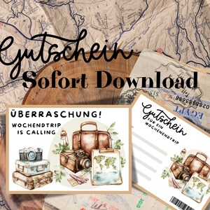 Voucher travel voucher weekend trip, gift voucher short break, weekend trip travel voucher to print, give away short break