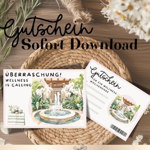 Wellness Weekend Voucher – PNG for printing, surprise gift for relaxation & self-care, wellness voucher, instant download