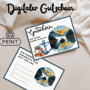 Voucher for a rowing trip, digital experience voucher for rowing, enjoying nature & time together, voucher to print out for a boat trip