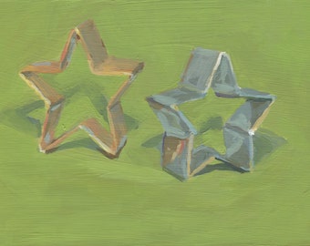 Original Painting, Star Cookie Cutters II 5x7"