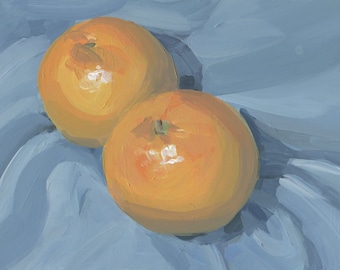 Original Painting , Two Grapefruits - 5x7"  Still Life Painting