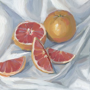 Original Painting, Sliced Grapefruit, 8x10&quot; Still Life