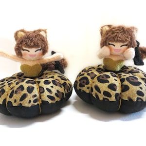 Pincushion Doll Leopard Print Dress Plush: Stella and Amber