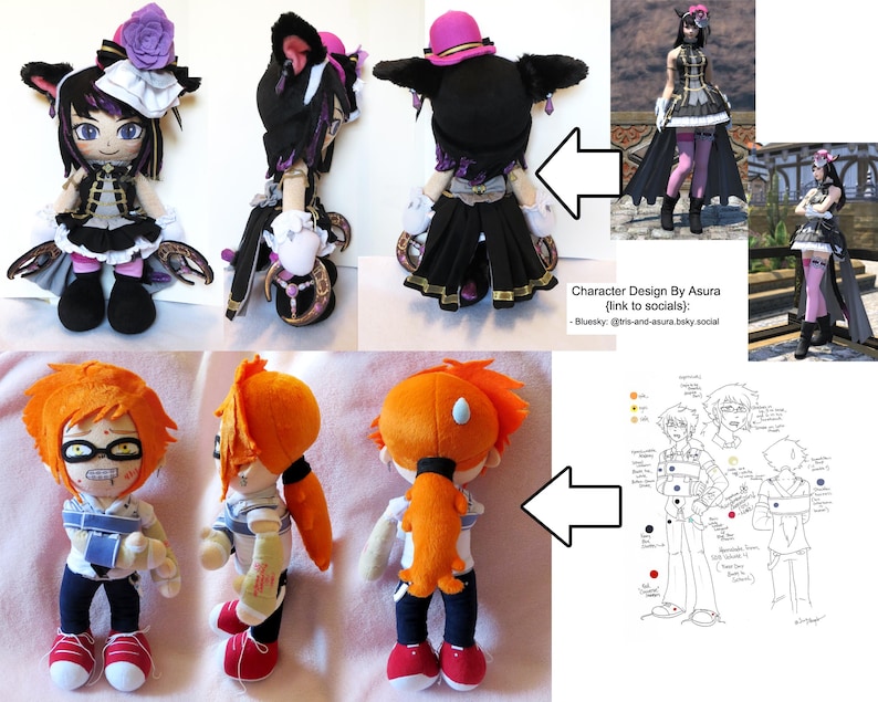 Custom Plush Original Character OC Handsewn Human and Humanoid 14” Plushie Commission image 6