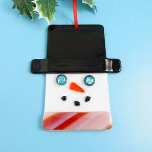 Snowman Christmas Ornament, Green Eyed Glass Snowman Ornament, Snowman Head, Christmas Ornament - Fused Glass Snowman FREE SHIPPING