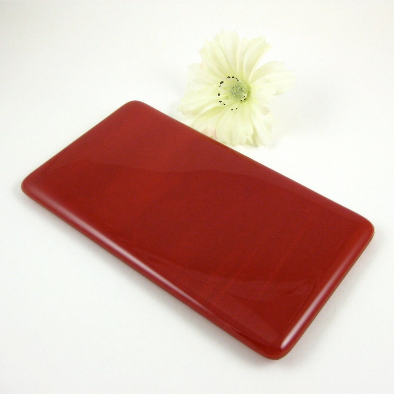 Glass Butter Dish Red Spoon Rest Red Candle Tray Red Glass Butter Dish Rectangle Spoon Rest Simple Red Fused Glass Spoon Rest