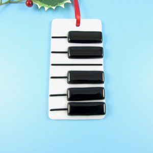 Fused Glass Piano Key Ornament Piano Christmas Ornament Musical Christmas Decoration Handmade Fused Glass Piano Key Christmas Ornament image 5