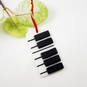 Glass Piano Christmas Ornament Fused Piano Key Ornament Musical Christmas Decoration Handmade Fused Glass Piano Key Christmas Ornament image 4