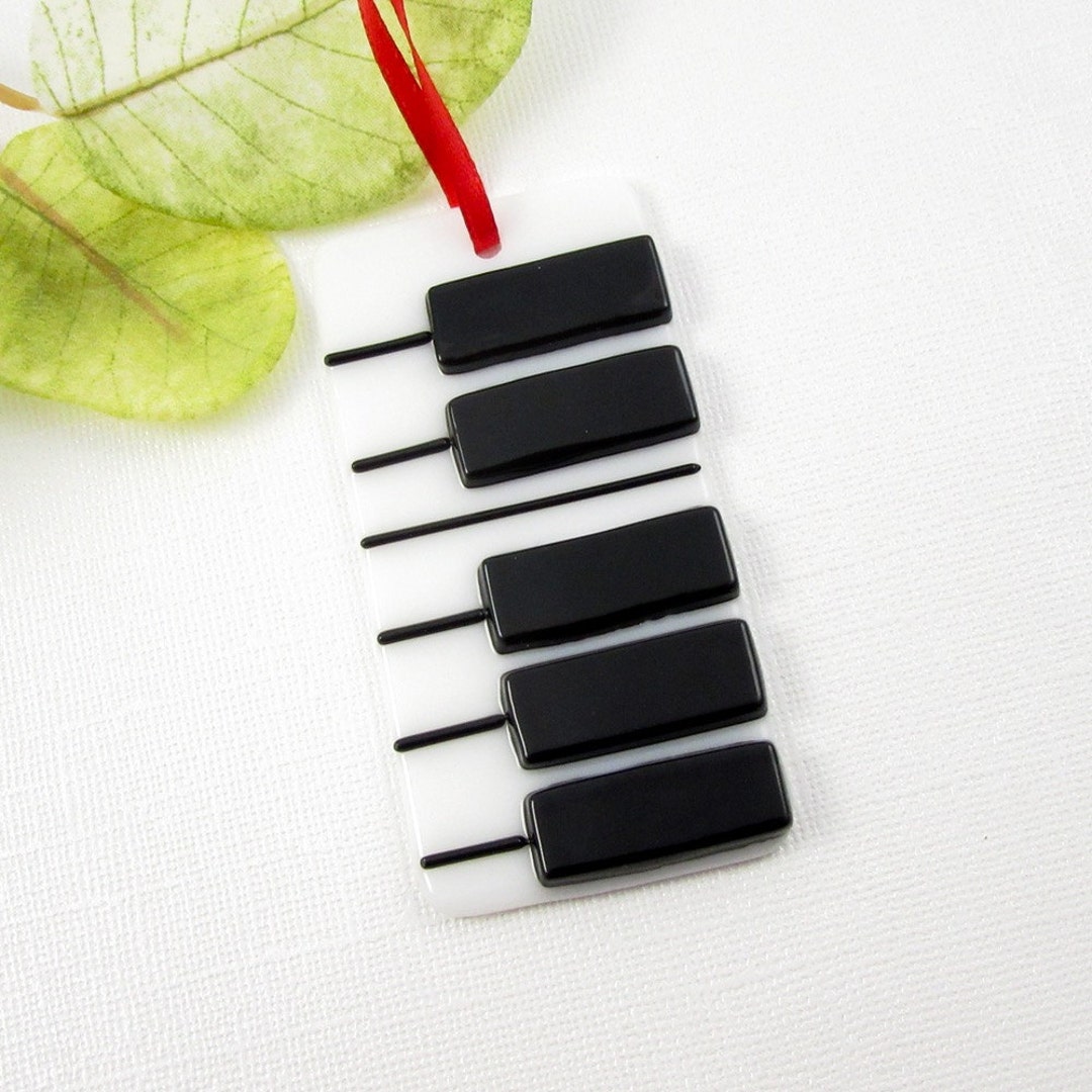 Glass Piano Christmas Ornament - Fused Piano Key Ornament - Musical ...