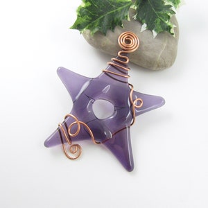 Purple Star Ornament Glass Star Christmas Ornament Handmade Fused Glass Star Christmas Ornament Fused Glass Star Suncatcher Purple Star image 4