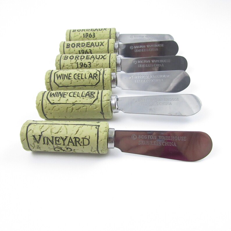 Six Wine Cork Cheese Spreaders Novelty Cheese Knives Etsy
