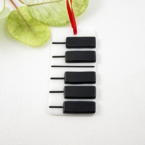 Glass Piano Christmas Ornament Fused Piano Key Ornament Musical Christmas Decoration Handmade Fused Glass Piano Key Christmas Ornament image 3