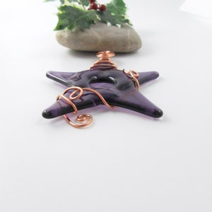 Purple Star Ornament Glass Star Christmas Ornament Handmade Fused Glass Star Christmas Ornament Fused Glass Star Suncatcher Purple Star image 3