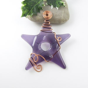 Purple Star Ornament - Glass Star Christmas Ornament - Handmade Fused Glass Star Christmas Ornament  Fused Glass Star Suncatcher Purple Star