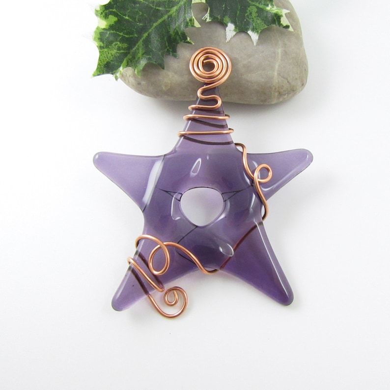 Purple Star Ornament Glass Star Christmas Ornament Handmade Fused Glass Star Christmas Ornament Fused Glass Star Suncatcher Purple Star image 1