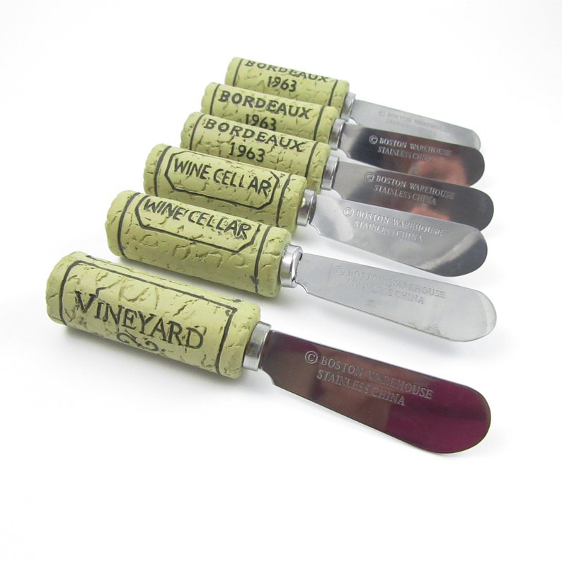 Six Wine Cork Cheese Spreaders Novelty Cheese Knives Etsy