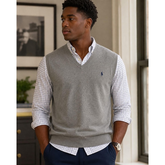 Polo Ralph Lauren Sweater Vest-Men's XL-Gray Pima… - image 6