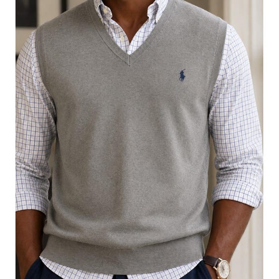 Polo Ralph Lauren Sweater Vest-Men's XL-Gray Pima… - image 2