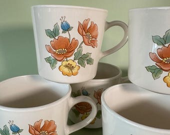 Vintage CorningWare Royal Garden Coffee Tea Cups set of 6