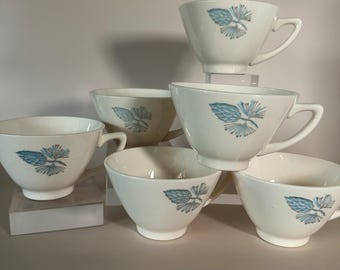Vintage MCM Marcrest Blue Spruce coffee or tea cups set of 6