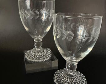 Vintage Anchor Hocking Laurel Pattern Bubble Foot Goblets