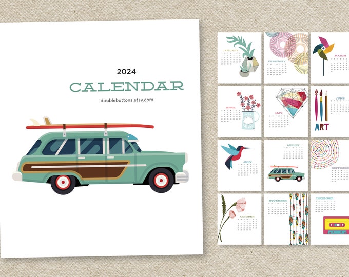 2024 Desk Calendar Wall Calendar With Acrylic Stand Wood Stand CD Case