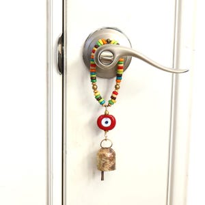 Red Evil Eye Door Knob Bell, Boho Decor, by Mystic Pieces