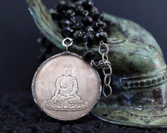 Buddha Silver Necklace, Buddhist Necklaces, Spiritual Jewelry, Gifts of Zen, Statement Necklace, Zen Jewelry