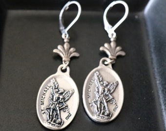 Archangel Michael Earrings, Catholic Earrings, Michael Jewelry, Religious Earrings, Catholic Jewelry, Archangel Jewelry, Religious Gifts