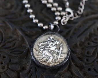 St Christopher Necklace, Religious Jewelry, Men Necklaces, Gifts for Guys, Catholic Gifts, Christian Jewelry, Saint Necklace