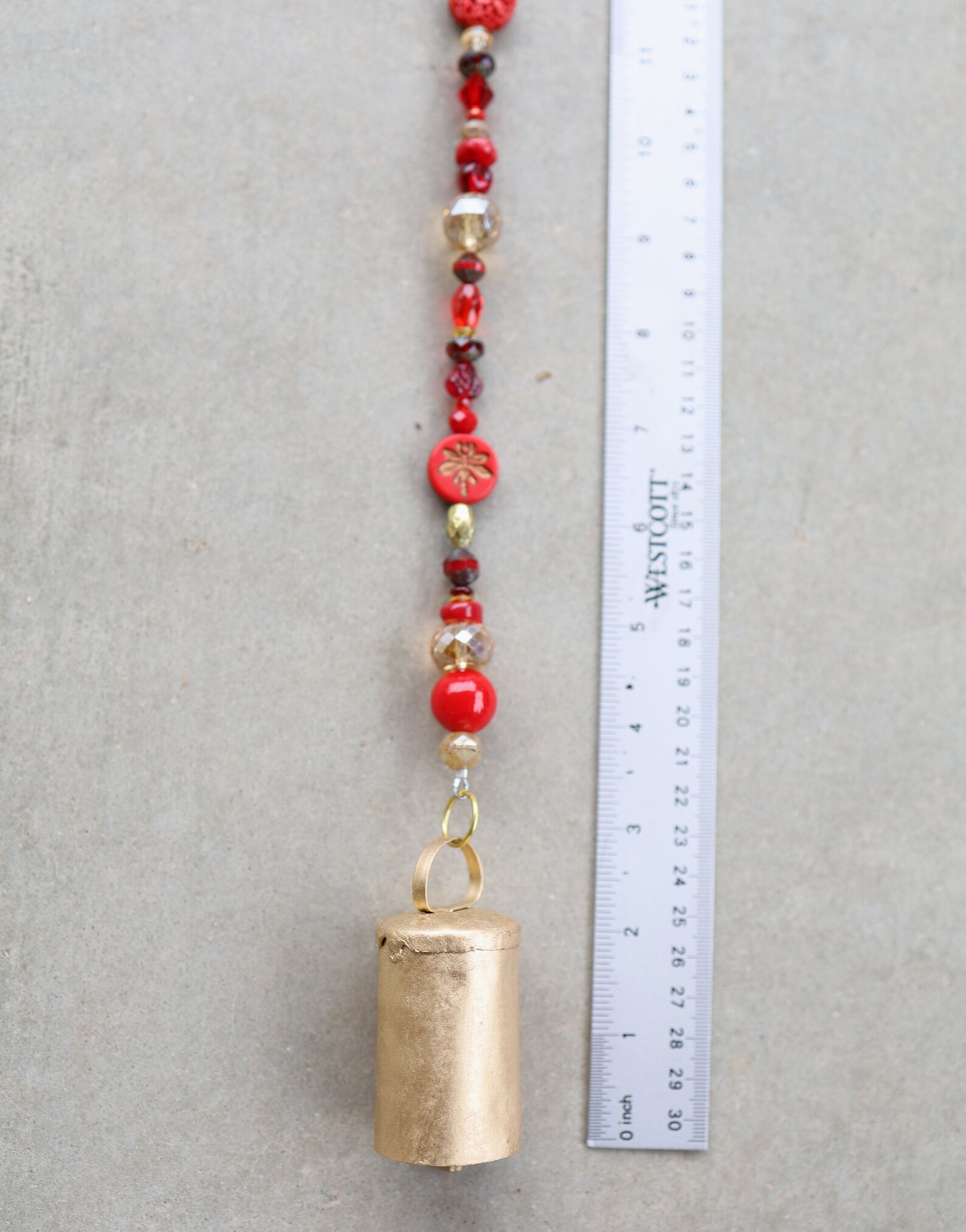 Red Bell Wind Chime Beaded Wind Chimes Garden Bells Zen Etsy