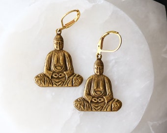 Buddha Dangle Earrings, Zen Earrings, Buddha Gifts, Zen Gifts, Buddha Dangle, Spiritual Earrings, Yoga Earrings, Zen Jewelry, Buddha Jewelry